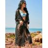 imageBlooming Jelly Womens Bathing Suit Cover Up 34 Sleeve Mesh Swimsuit Coverup Long Floral Beach Lace Kimono Summer CardiganBlack
