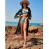 imageBlooming Jelly Womens Bathing Suit Cover Up 34 Sleeve Mesh Swimsuit Coverup Long Floral Beach Lace Kimono Summer CardiganBlack