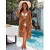 imageBlooming Jelly Womens Bathing Suit Cover Up 34 Sleeve Mesh Swimsuit Coverup Long Floral Beach Lace Kimono Summer CardiganBrown
