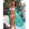imageBlooming Jelly Womens Bathing Suit Cover Up 34 Sleeve Mesh Swimsuit Coverup Long Floral Beach Lace Kimono Summer CardiganDark Green