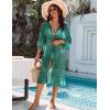 imageBlooming Jelly Womens Bathing Suit Cover Up 34 Sleeve Mesh Swimsuit Coverup Long Floral Beach Lace Kimono Summer CardiganDark Green