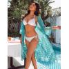 imageBlooming Jelly Womens Bathing Suit Cover Up 34 Sleeve Mesh Swimsuit Coverup Long Floral Beach Lace Kimono Summer CardiganPea Green