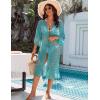 imageBlooming Jelly Womens Bathing Suit Cover Up 34 Sleeve Mesh Swimsuit Coverup Long Floral Beach Lace Kimono Summer CardiganPea Green