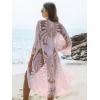 imageBlooming Jelly Womens Bathing Suit Cover Up 34 Sleeve Mesh Swimsuit Coverup Long Floral Beach Lace Kimono Summer CardiganPink