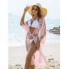 imageBlooming Jelly Womens Bathing Suit Cover Up 34 Sleeve Mesh Swimsuit Coverup Long Floral Beach Lace Kimono Summer CardiganPink