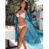 imageBlooming Jelly Womens Bathing Suit Cover Up 34 Sleeve Mesh Swimsuit Coverup Long Floral Beach Lace Kimono Summer CardiganTeal Chathams Blue