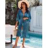 imageBlooming Jelly Womens Bathing Suit Cover Up 34 Sleeve Mesh Swimsuit Coverup Long Floral Beach Lace Kimono Summer CardiganTeal Chathams Blue