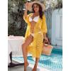 imageBlooming Jelly Womens Bathing Suit Cover Up 34 Sleeve Mesh Swimsuit Coverup Long Floral Beach Lace Kimono Summer CardiganYellow
