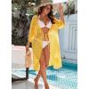 imageBlooming Jelly Womens Bathing Suit Cover Up 34 Sleeve Mesh Swimsuit Coverup Long Floral Beach Lace Kimono Summer CardiganYellow