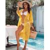 imageBlooming Jelly Womens Bathing Suit Cover Up 34 Sleeve Mesh Swimsuit Coverup Long Floral Beach Lace Kimono Summer CardiganYellow
