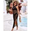 imageBlooming Jelly Womens Bathing Suit Cover Up Crochet Swimsuit Coverup Hollow Out Bikini Sleeveless Long Beach DressBlack