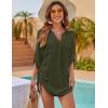 imageBlooming Jelly Womens Bathing Suit Cover Ups Bikini Swimsuit Coverup Drawstring Beach Dress ShirtArmy Green