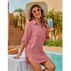 imageBlooming Jelly Womens Bathing Suit Cover Ups Bikini Swimsuit Coverup Drawstring Beach Dress ShirtBean Paste Red