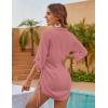 imageBlooming Jelly Womens Bathing Suit Cover Ups Bikini Swimsuit Coverup Drawstring Beach Dress ShirtBean Paste Red
