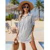 imageBlooming Jelly Womens Bathing Suit Cover Ups Bikini Swimsuit Coverup Drawstring Beach Dress ShirtBlack Stripes