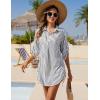 imageBlooming Jelly Womens Bathing Suit Cover Ups Bikini Swimsuit Coverup Drawstring Beach Dress ShirtBlack Stripes