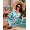 imageBlooming Jelly Womens Bathing Suit Cover Ups Bikini Swimsuit Coverup Drawstring Beach Dress ShirtBlue Leaf