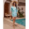 imageBlooming Jelly Womens Bathing Suit Cover Ups Bikini Swimsuit Coverup Drawstring Beach Dress ShirtBlue Leaf