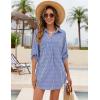 imageBlooming Jelly Womens Bathing Suit Cover Ups Bikini Swimsuit Coverup Drawstring Beach Dress ShirtBlue Stripes