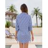 imageBlooming Jelly Womens Bathing Suit Cover Ups Bikini Swimsuit Coverup Drawstring Beach Dress ShirtBlue Stripes