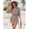 imageBlooming Jelly Womens Bathing Suit Cover Ups Bikini Swimsuit Coverup Drawstring Beach Dress ShirtLeopard Printed