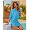 imageBlooming Jelly Womens Bathing Suit Cover Ups Bikini Swimsuit Coverup Drawstring Beach Dress ShirtPeacock Blue