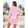 imageBlooming Jelly Womens Bathing Suit Cover Ups Bikini Swimsuit Coverup Drawstring Beach Dress ShirtPink Stripes