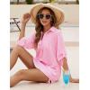 imageBlooming Jelly Womens Bathing Suit Cover Ups Bikini Swimsuit Coverup Drawstring Beach Dress ShirtPink Stripes