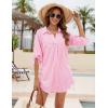 imageBlooming Jelly Womens Bathing Suit Cover Ups Bikini Swimsuit Coverup Drawstring Beach Dress ShirtPink Stripes