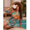 imageBlooming Jelly Womens Bathing Suit Cover Ups Bikini Swimsuit Coverup Drawstring Beach Dress ShirtPrint Multicolor Leaf