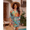 imageBlooming Jelly Womens Bathing Suit Cover Ups Bikini Swimsuit Coverup Drawstring Beach Dress ShirtPrint Multicolor Leaf