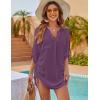 imageBlooming Jelly Womens Bathing Suit Cover Ups Bikini Swimsuit Coverup Drawstring Beach Dress ShirtPurple