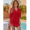imageBlooming Jelly Womens Bathing Suit Cover Ups Bikini Swimsuit Coverup Drawstring Beach Dress ShirtRed