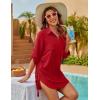 imageBlooming Jelly Womens Bathing Suit Cover Ups Bikini Swimsuit Coverup Drawstring Beach Dress ShirtRed