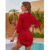imageBlooming Jelly Womens Bathing Suit Cover Ups Bikini Swimsuit Coverup Drawstring Beach Dress ShirtRed