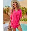 imageBlooming Jelly Womens Bathing Suit Cover Ups Bikini Swimsuit Coverup Drawstring Beach Dress ShirtRose Red
