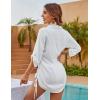 imageBlooming Jelly Womens Bathing Suit Cover Ups Bikini Swimsuit Coverup Drawstring Beach Dress ShirtWhite
