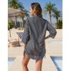 imageBlooming Jelly Womens Bathing Suit Cover Ups Bikini Swimsuit Coverup Drawstring Beach Dress ShirtWhite Stripes