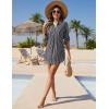 imageBlooming Jelly Womens Bathing Suit Cover Ups Bikini Swimsuit Coverup Drawstring Beach Dress ShirtWhite Stripes