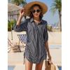imageBlooming Jelly Womens Bathing Suit Cover Ups Bikini Swimsuit Coverup Drawstring Beach Dress ShirtWhite Stripes