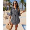 imageBlooming Jelly Womens Bathing Suit Cover Ups Bikini Swimsuit Coverup Drawstring Beach Dress ShirtWhite Stripes