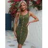 imageBlooming Jelly Womens Bodycon Ruched Dresses Sleeveless Sexy Summer Button Down Mini Tank Dress Tight Ribbed Knit SundressesArmy Green