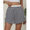 imageBlooming Jelly Womens Boxer Shorts Gingham Pajama Summer Casual High Waisted Shorts Plaid Lounge Sleep Y2k Beach BottomsBlack White Plaid