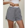 imageBlooming Jelly Womens Boxer Shorts Gingham Pajama Summer Casual High Waisted Shorts Plaid Lounge Sleep Y2k Beach BottomsBlack White Plaid