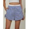 imageBlooming Jelly Womens Boxer Shorts Gingham Pajama Summer Casual High Waisted Shorts Plaid Lounge Sleep Y2k Beach BottomsBlue Plaid