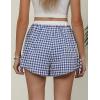 imageBlooming Jelly Womens Boxer Shorts Gingham Pajama Summer Casual High Waisted Shorts Plaid Lounge Sleep Y2k Beach BottomsBlue Plaid