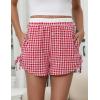 imageBlooming Jelly Womens Boxer Shorts Gingham Pajama Summer Casual High Waisted Shorts Plaid Lounge Sleep Y2k Beach BottomsRed White Plaid