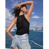 imageBlooming Jelly Womens Crochet Tank Tops High Neck Sleeveless See Through Knit Y2k Tops Sexy Ladies Summer 2024 Beach ShirtsBlack