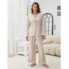 imageBlooming Jelly Womens Cute 2 Piece Pajama Sets Ribbed Bow Tie Lounge Set Fleece Long Puff Sleeve Pj Sleepwear PocketsApricot