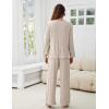 imageBlooming Jelly Womens Cute 2 Piece Pajama Sets Ribbed Bow Tie Lounge Set Fleece Long Puff Sleeve Pj Sleepwear PocketsApricot